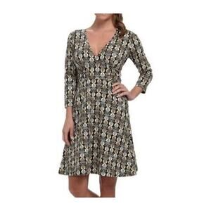 💕 Patagonia Small 3/4 Sleeve Organic Cotton Margot Dress Stretch V Neck Retro